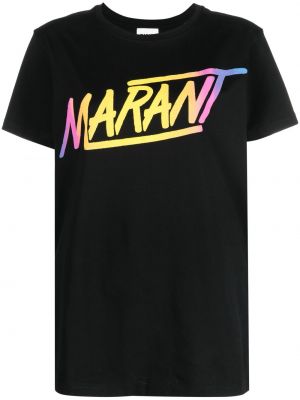 T-shirt con stampa con scollo tondo Marant étoile nero