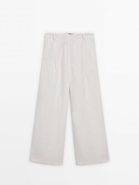Льняные брюки Massimo Dutti белые