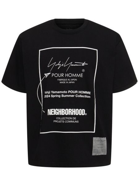 Camiseta de algodón con estampado Yohji Yamamoto negro