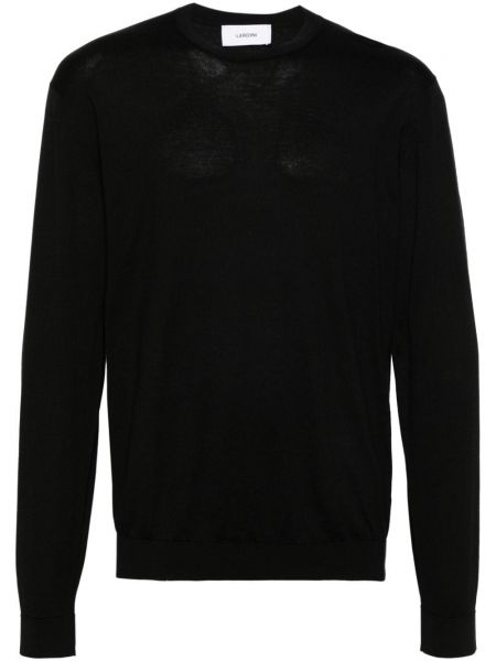 Kokvilnas džemperis ar apaļu kakla izgriezumu Lardini melns