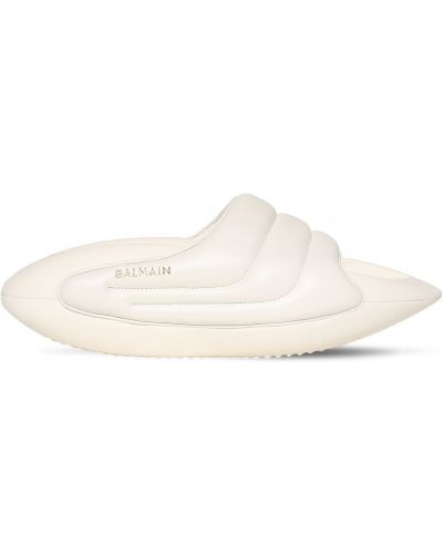 Prešívané kožené sandále Balmain biela