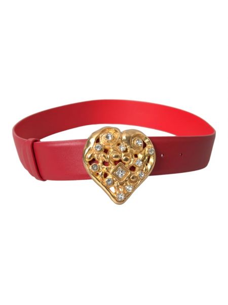 Cinturón de cuero con hebilla con corazón Dolce & Gabbana rojo