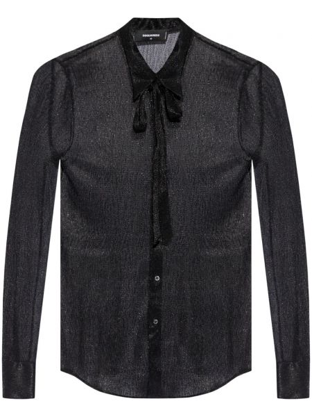 Priehľadná dlhá košeľa s mašľou Dsquared2 čierna