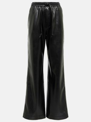Kožené rovné kalhoty z imitace kůže Nanushka černé
