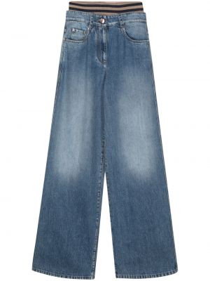 Voľné džínsy s vysokým pásom Brunello Cucinelli modrá