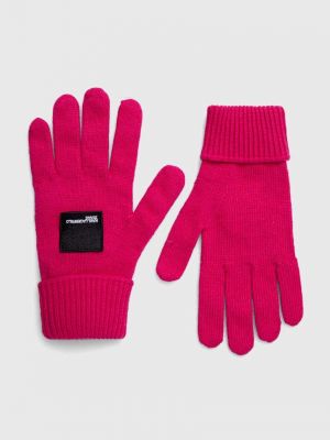 Кашмирени ръкавици Karl Lagerfeld Jeans розово