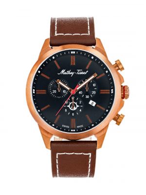 Мужские часы Field Scout Collection с хронографом, из натуральной кожи, 45 мм Mathey-Tissot коричневые