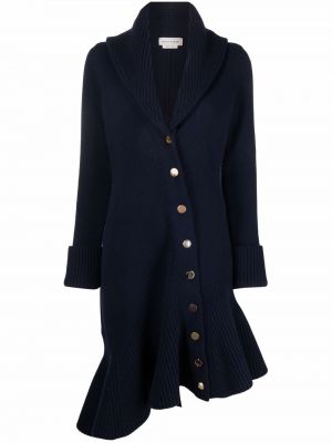 Плетено палто с волани Alexander Mcqueen синьо