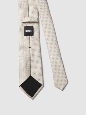 Jedwabny krawat Boss beżowy