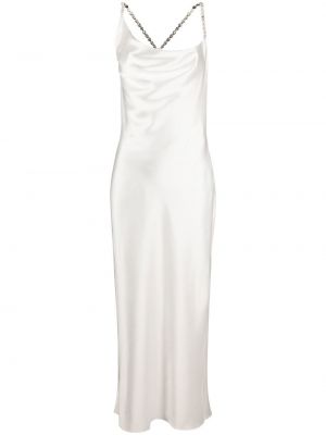 Коктейлна рокля с кристали Loulou бяло