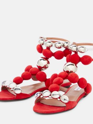 Велурени сандали Alaã¯a червено