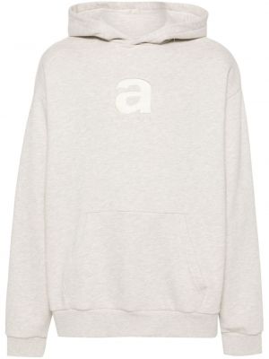 Medvilninis siuvinėtas džemperis su gobtuvu Awake Ny pilka