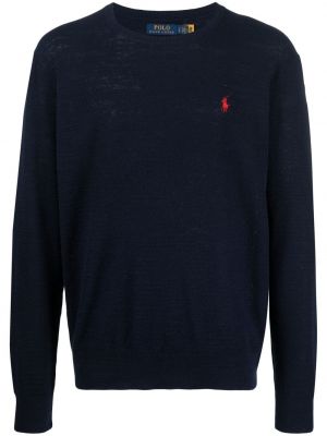 Haftowany haftowany sweter Polo Ralph Lauren niebieski