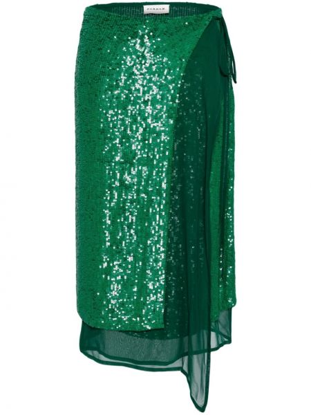 Flitrovaná midi sukňa P.a.r.o.s.h. zelená