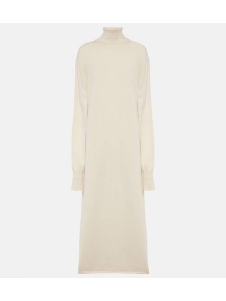 Strikket kashmir midi kjole Jil Sander hvid