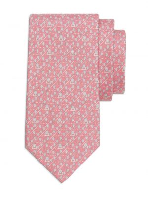 Hedvábná kravata s potiskem Ferragamo růžová