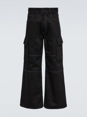 Relaxed памучни карго панталони Marni черно