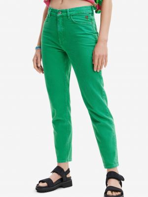 Priliehavé priliehavé džínsy s rovným strihom Desigual zelená