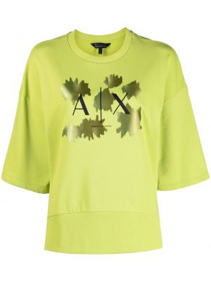 Bavlnené tričko s potlačou Armani Exchange zelená