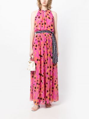 Sukienka bez rękawów w grochy z nadrukiem Dvf Diane Von Furstenberg różowa