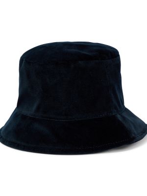 Bavlnená zamatová čiapka Maison Michel modrá