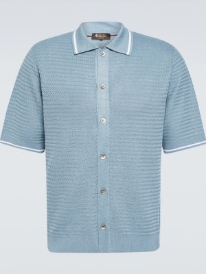 Lininis polo marškinėliai Loro Piana mėlyna
