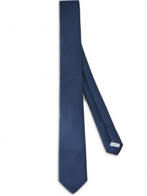 Jedwabny haftowany krawat Ferragamo niebieski