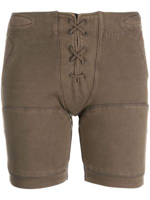 Pantaloni scurți cu șireturi din bumbac din dantelă Entire Studios maro