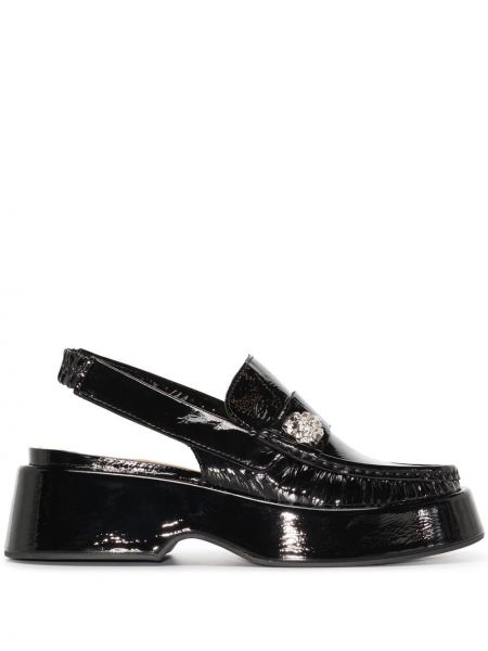 Slingback loafers med rhinestones Ganni svart