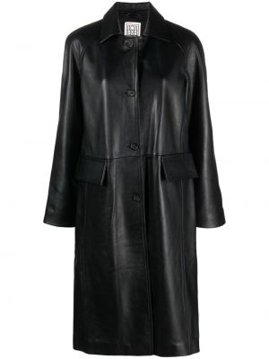 Kožený kabát Totême černý