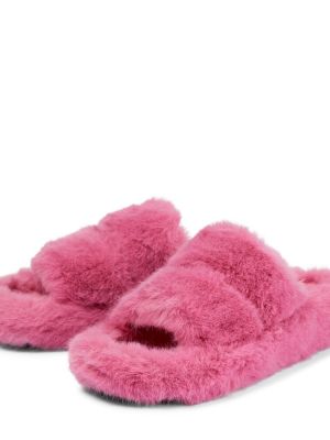 Sandale cu blană cu platformă Stand Studio roz
