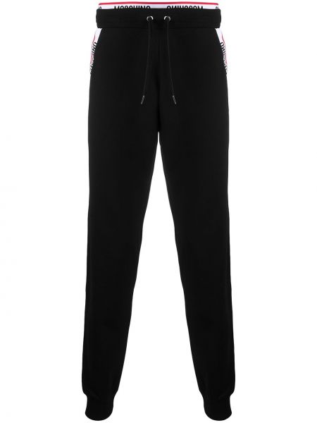 Pantaloni sport cu imagine Moschino negru