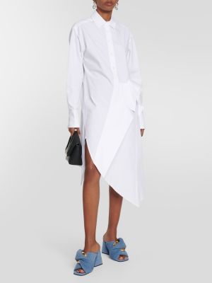 Βαμβακερή μίντι φόρεμα Jw Anderson λευκό