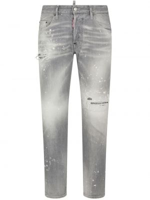 Straight fit džíny s oděrkami Dsquared2 šedé