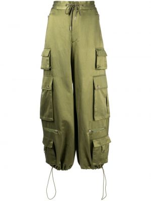 Saténové cargo kalhoty Cynthia Rowley zelené