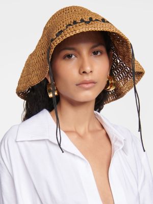 Pletená čiapka s výšivkou Nanushka hnedá