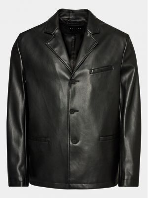 Кожаная куртка из искусственной кожи Sisley черная