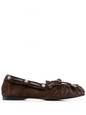 Pantofi loafer cu funde din piele de căprioară Sartore maro