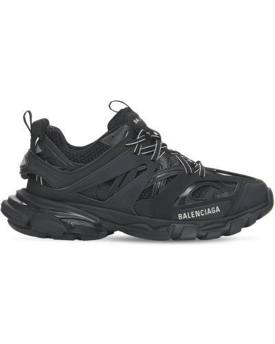 Sneakersy skórzane z siateczką ze skóry ekologicznej Balenciaga Track czarne