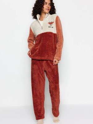 Pletena pidžama s vezom s patentnim zatvaračem Trendyol
