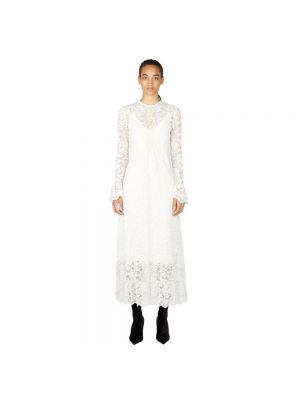 Sukienka długa z falbankami Paco Rabanne biała