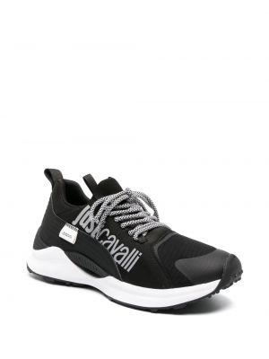 Sneakersy sznurowane z nadrukiem koronkowe Just Cavalli czarne