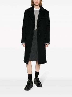 Vlněný velurový kabát Miu Miu černý