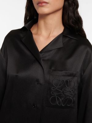 Svilena satenska srajca Loewe črna