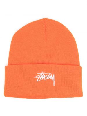 Плетена шапка бродирана Stüssy оранжево