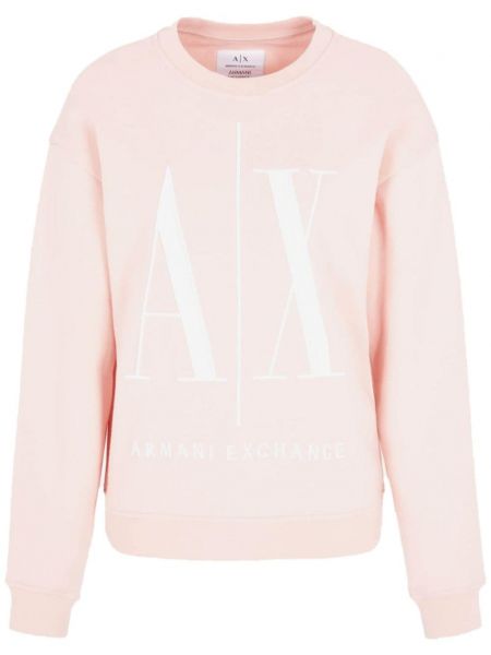 Pamuklu işlemeli sweatshirt Armani Exchange pembe