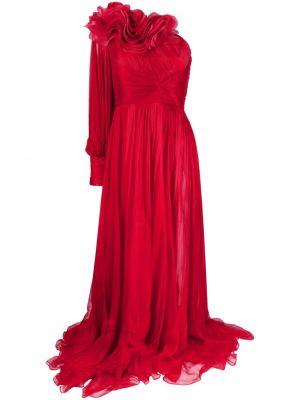 Jedwabna sukienka wieczorowa z falbankami Iris Von Arnim czerwona