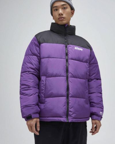 Утепленная куртка с медведем Pull&bear, фиолетовая