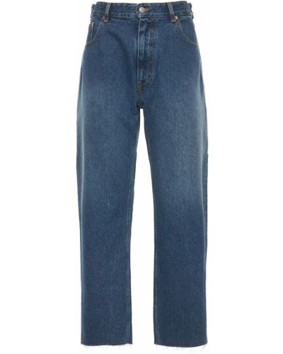Voľné bavlnené džínsy s vysokým pásom Mm6 Maison Margiela modrá