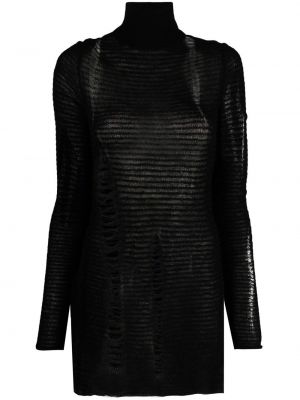 Vlněné dlouhý svetr s dlouhými rukávy Mm6 Maison Margiela - černá